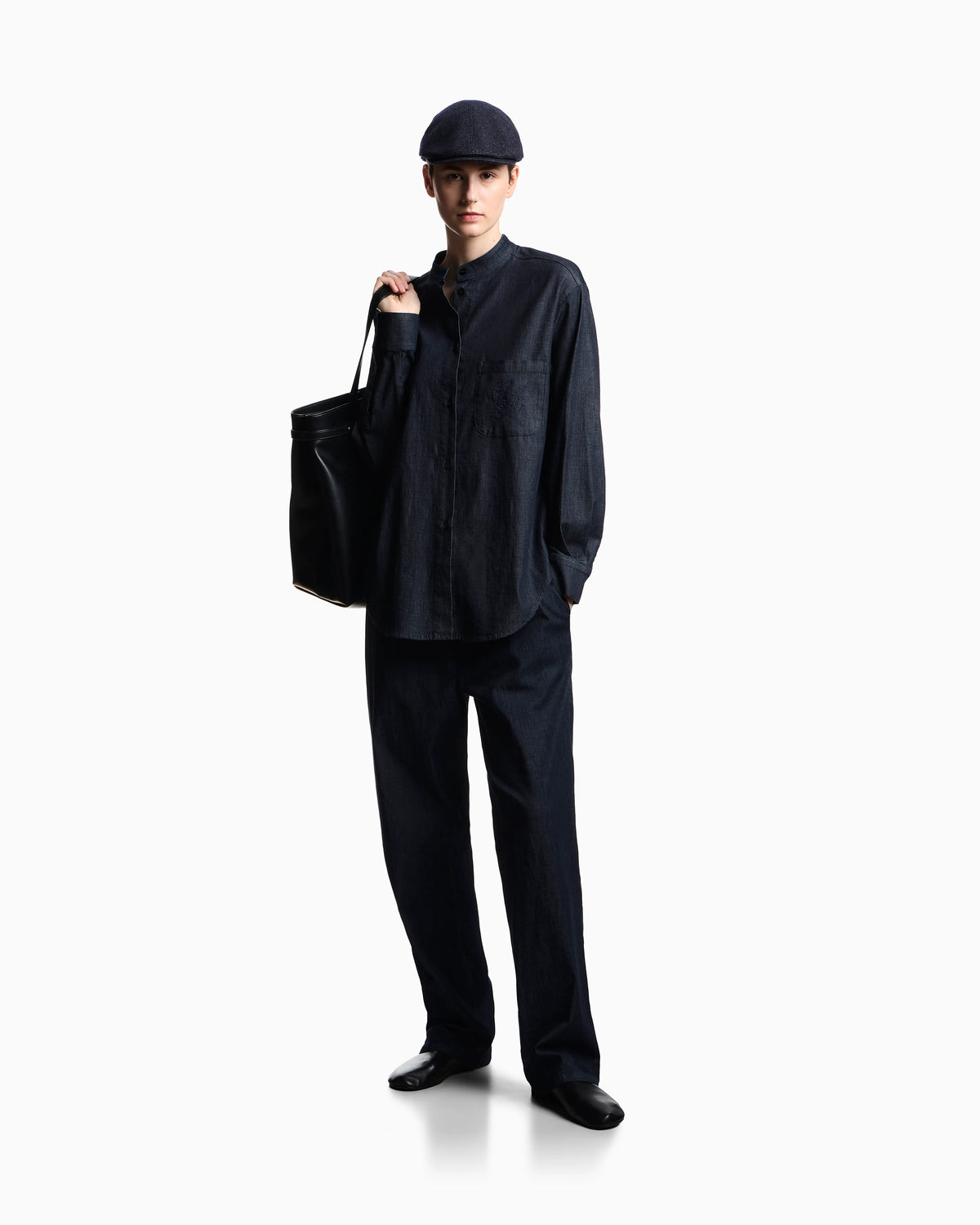 Lightweight denim drawstring trousers