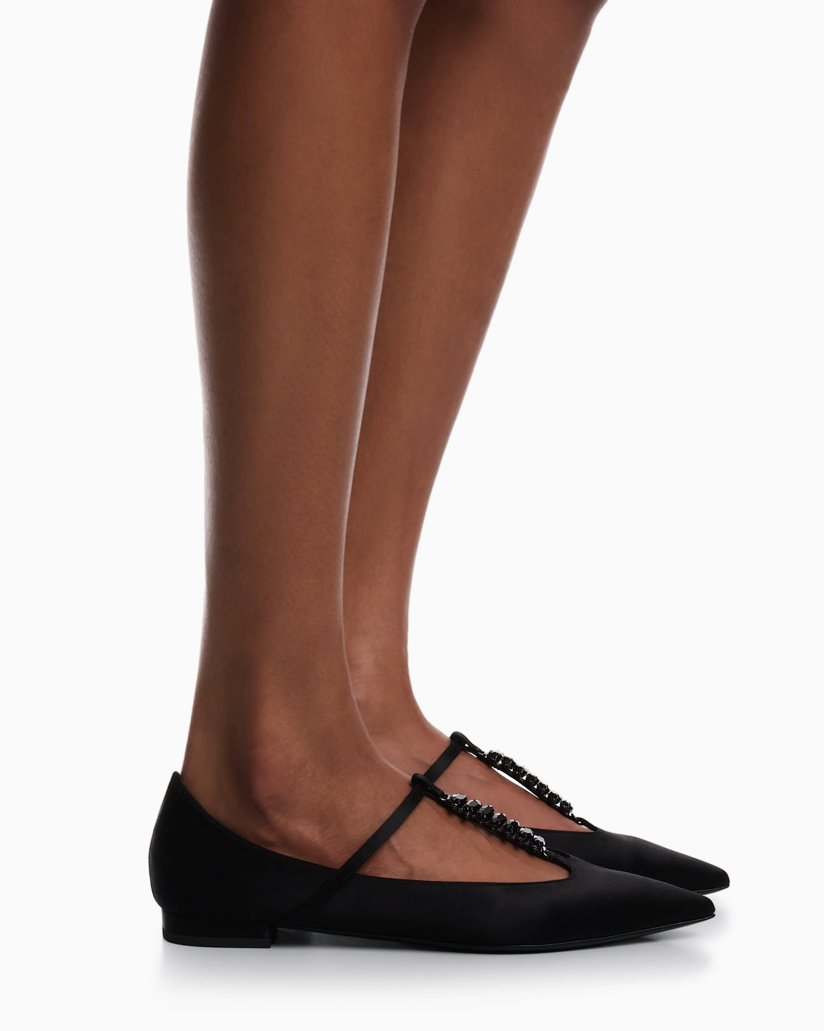Satin T-bar ballerinas