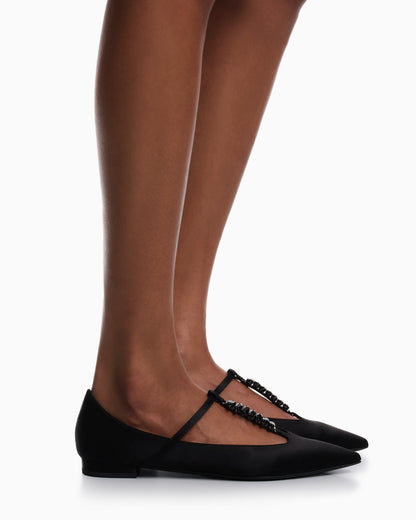Satin T-bar ballerinas