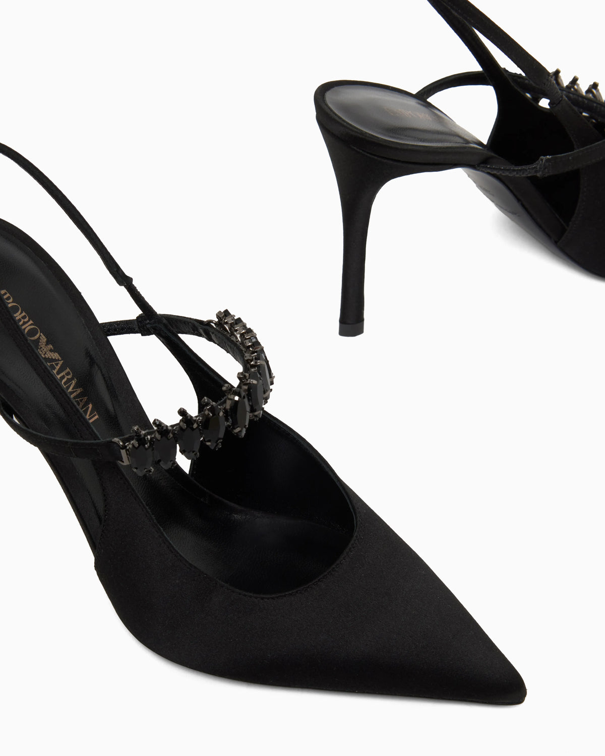 Satin slingback court shoes