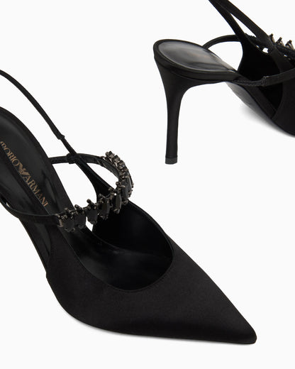 Satin slingback court shoes