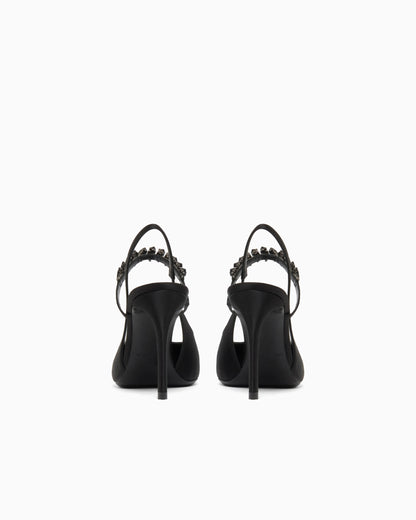 Satin slingback court shoes