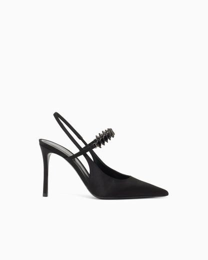 Satin slingback court shoes