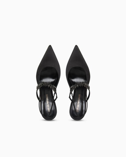 Satin slingback court shoes