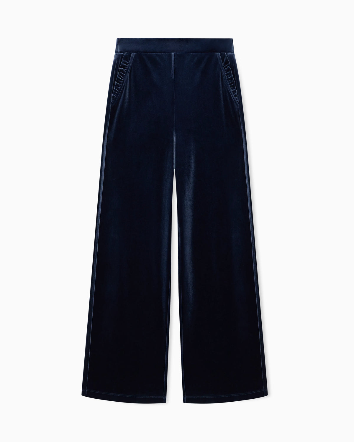 Wide-leg stretch chenille trousers with side pockets