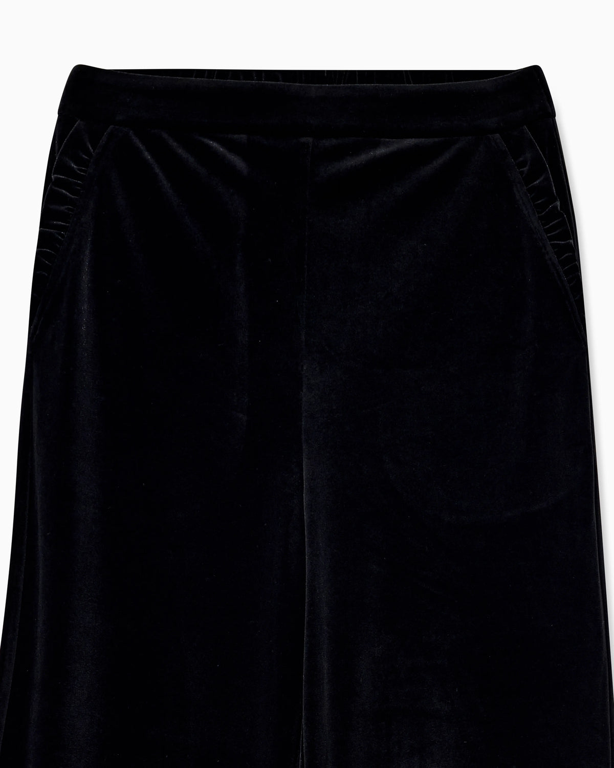 Wide-leg stretch chenille trousers with side pockets