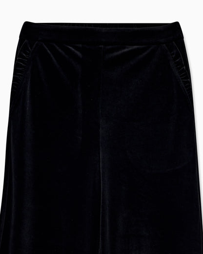 Wide-leg stretch chenille trousers with side pockets