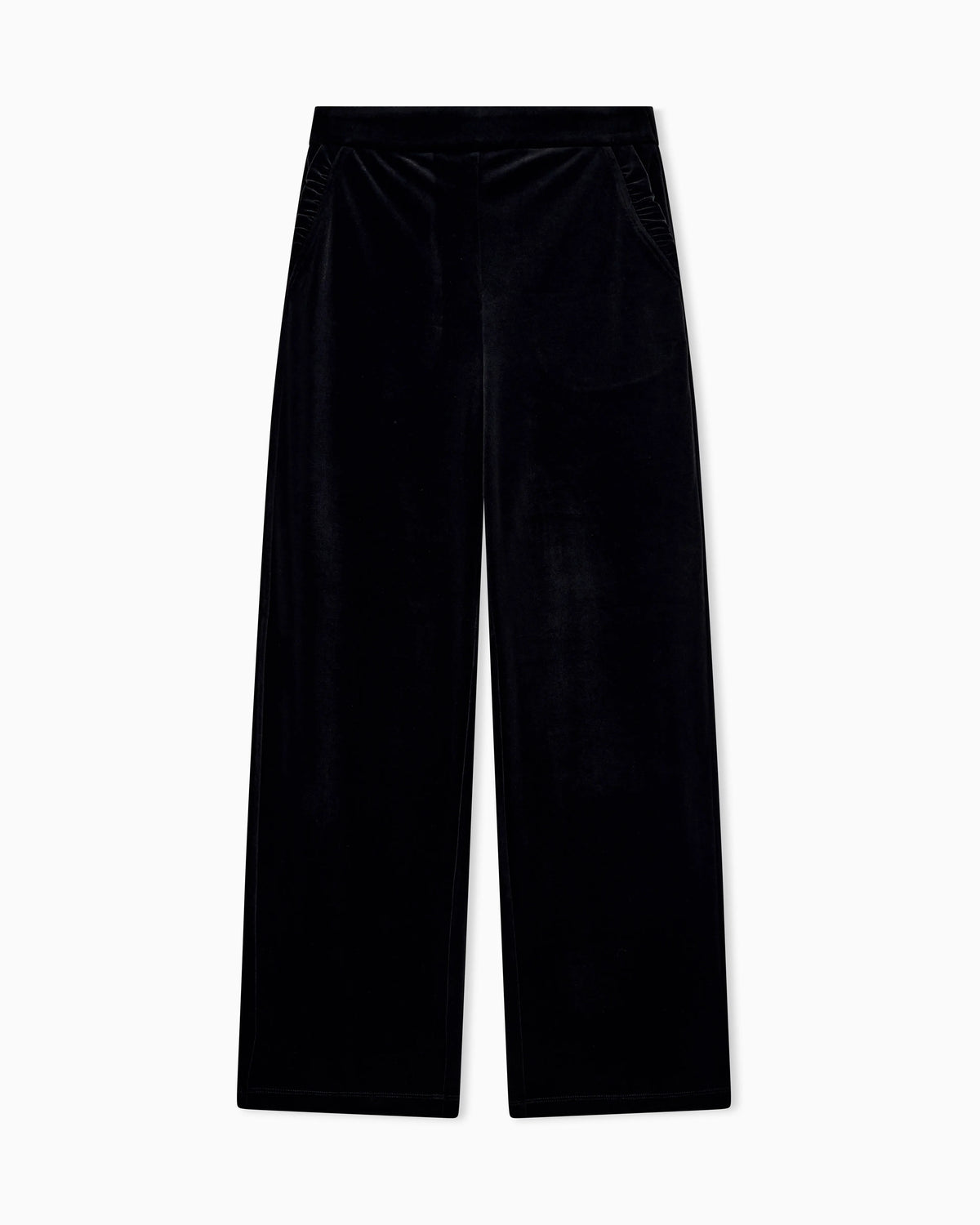Wide-leg stretch chenille trousers with side pockets