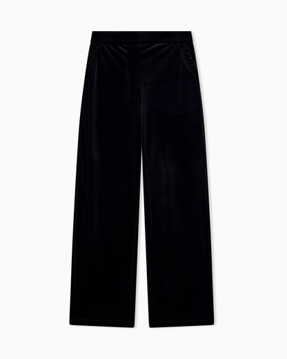 Wide-leg stretch chenille trousers with side pockets