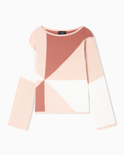 Icon jumper with check intarsia motif