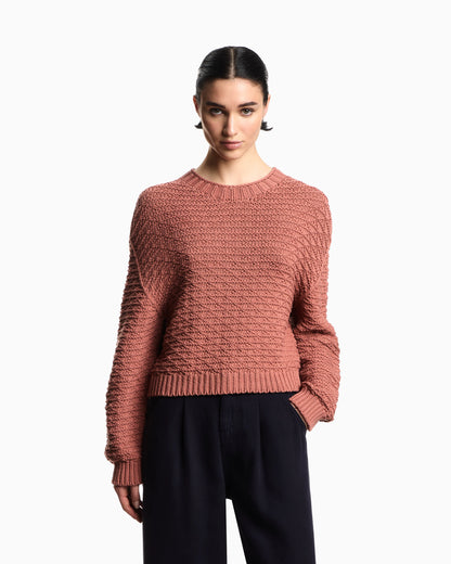 Icon jumper with links-stitch knit and 3D motif
