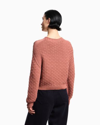 Icon jumper with links-stitch knit and 3D motif