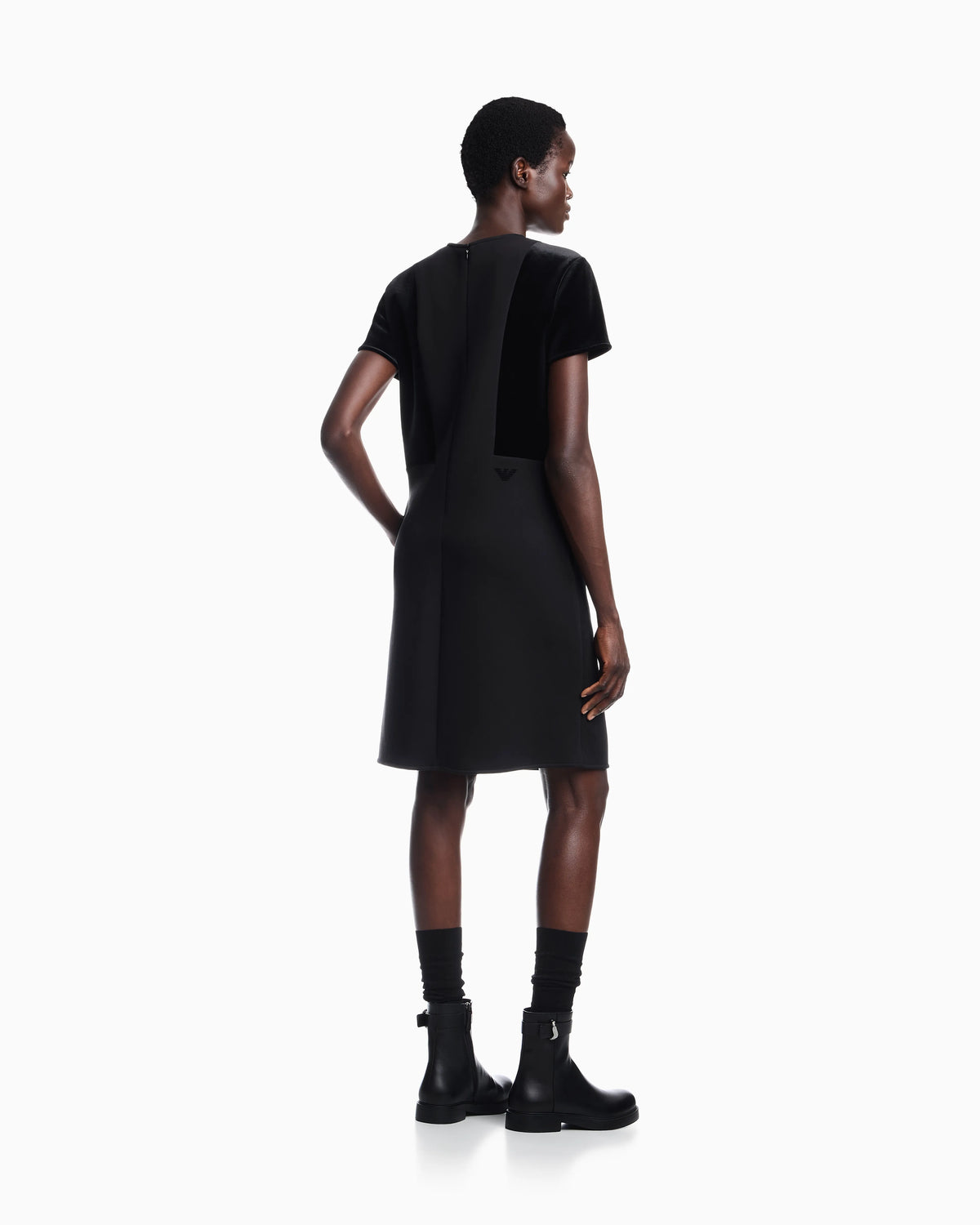 Double jersey dress with chenille tape Travel Essential