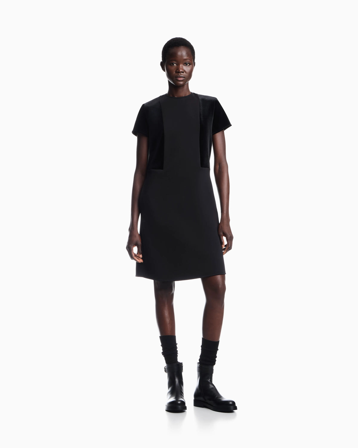Double jersey dress with chenille tape Travel Essential