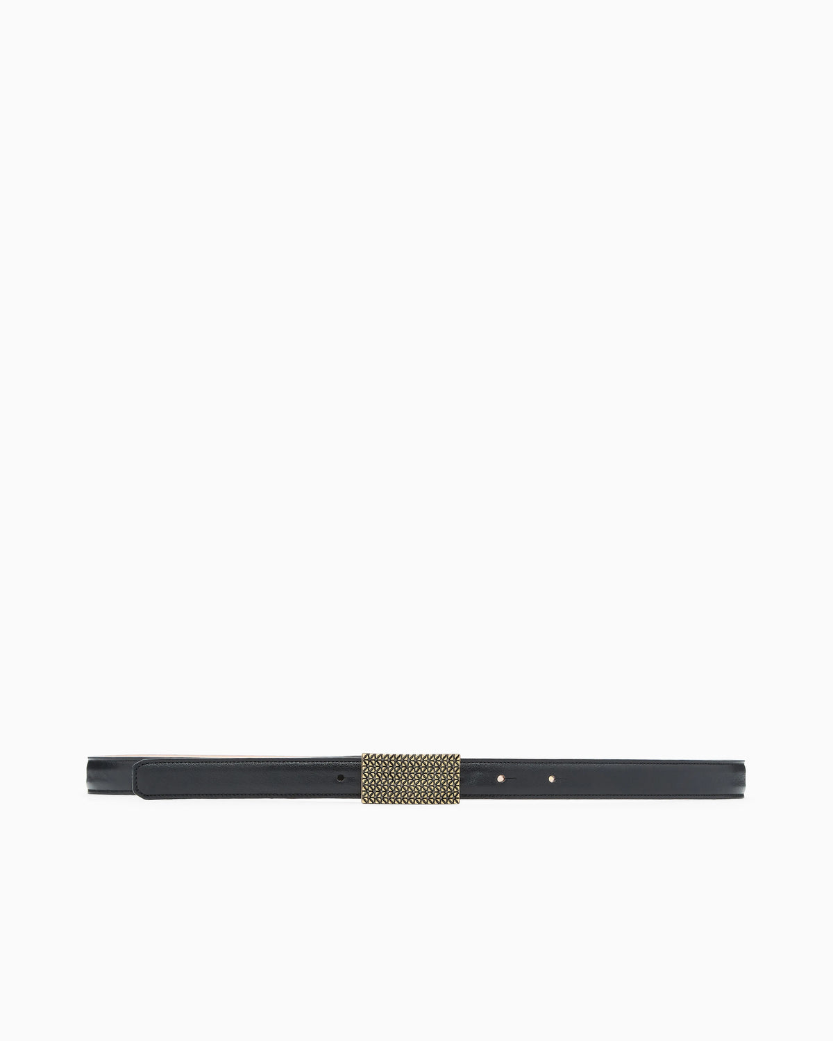 Smooth leather belt with 3D patterned plate