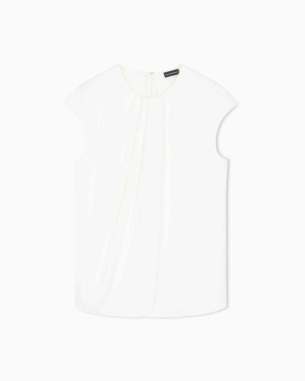 Top in techno twill with high collar and bow detail