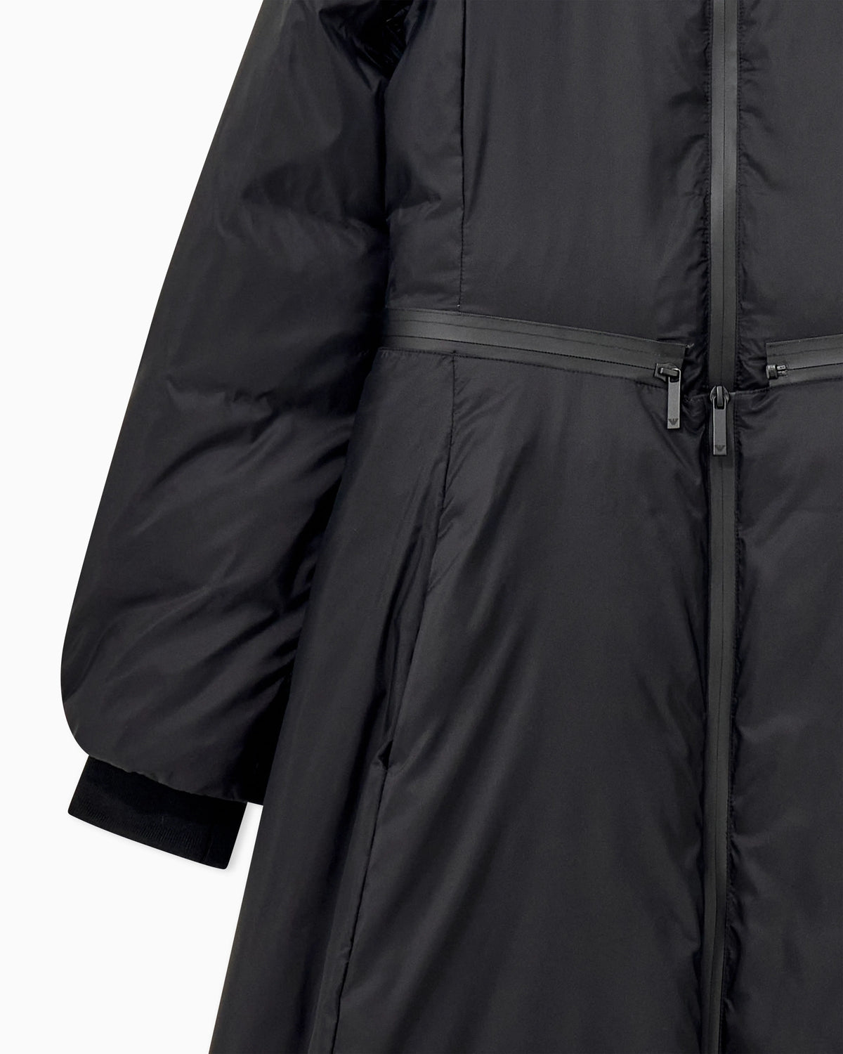 Long light nylon down jacket with a high collar