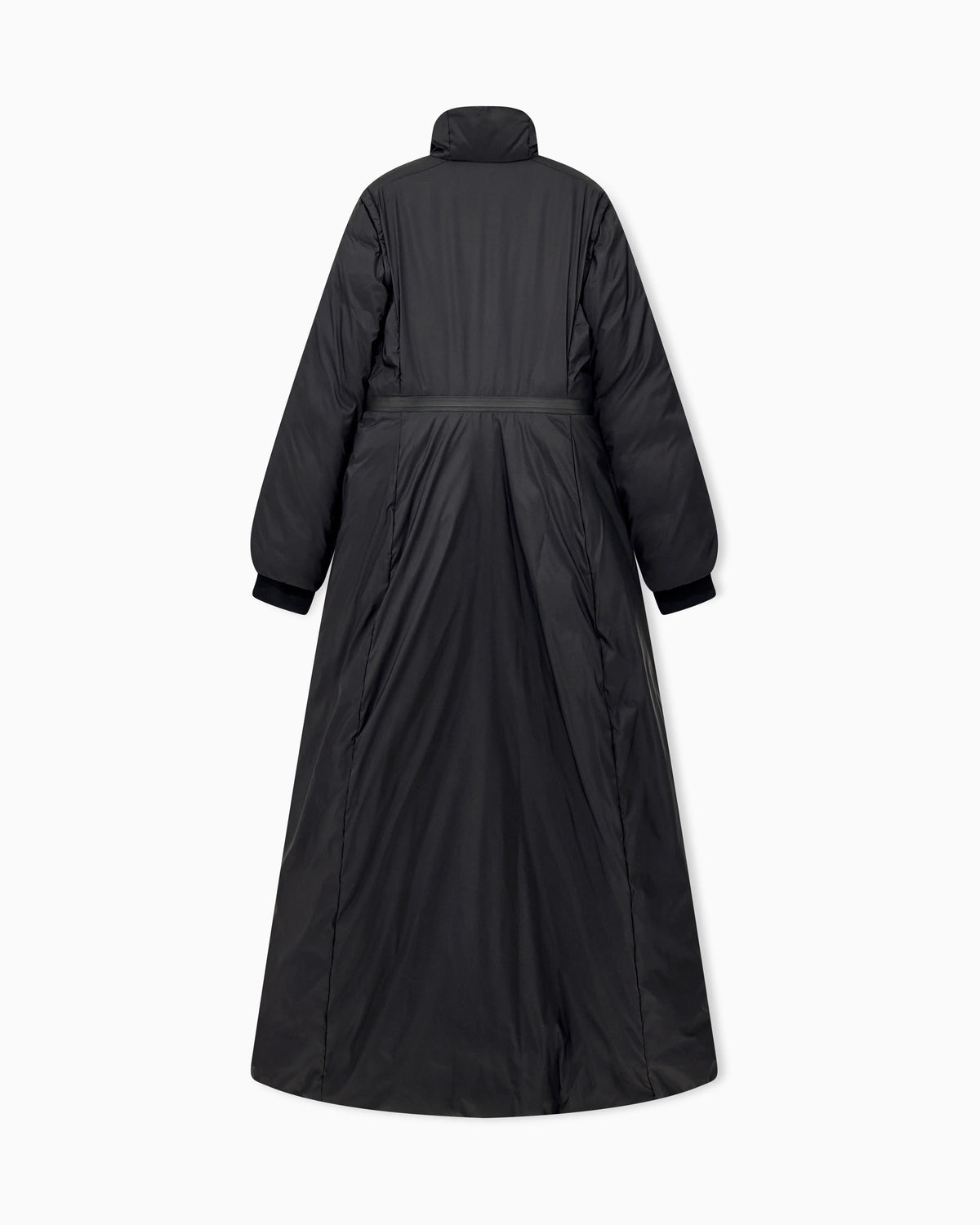 Long light nylon down jacket with a high collar