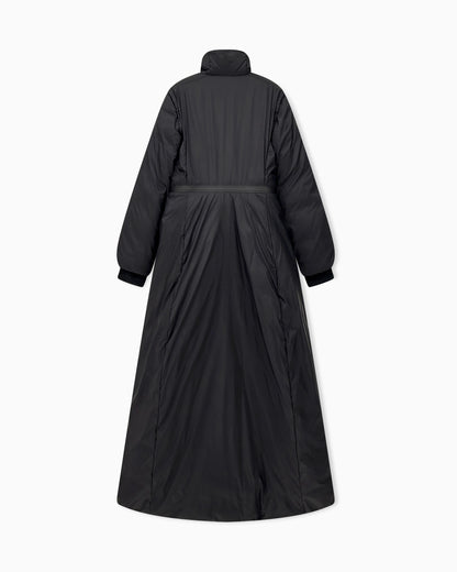 Long light nylon down jacket with a high collar