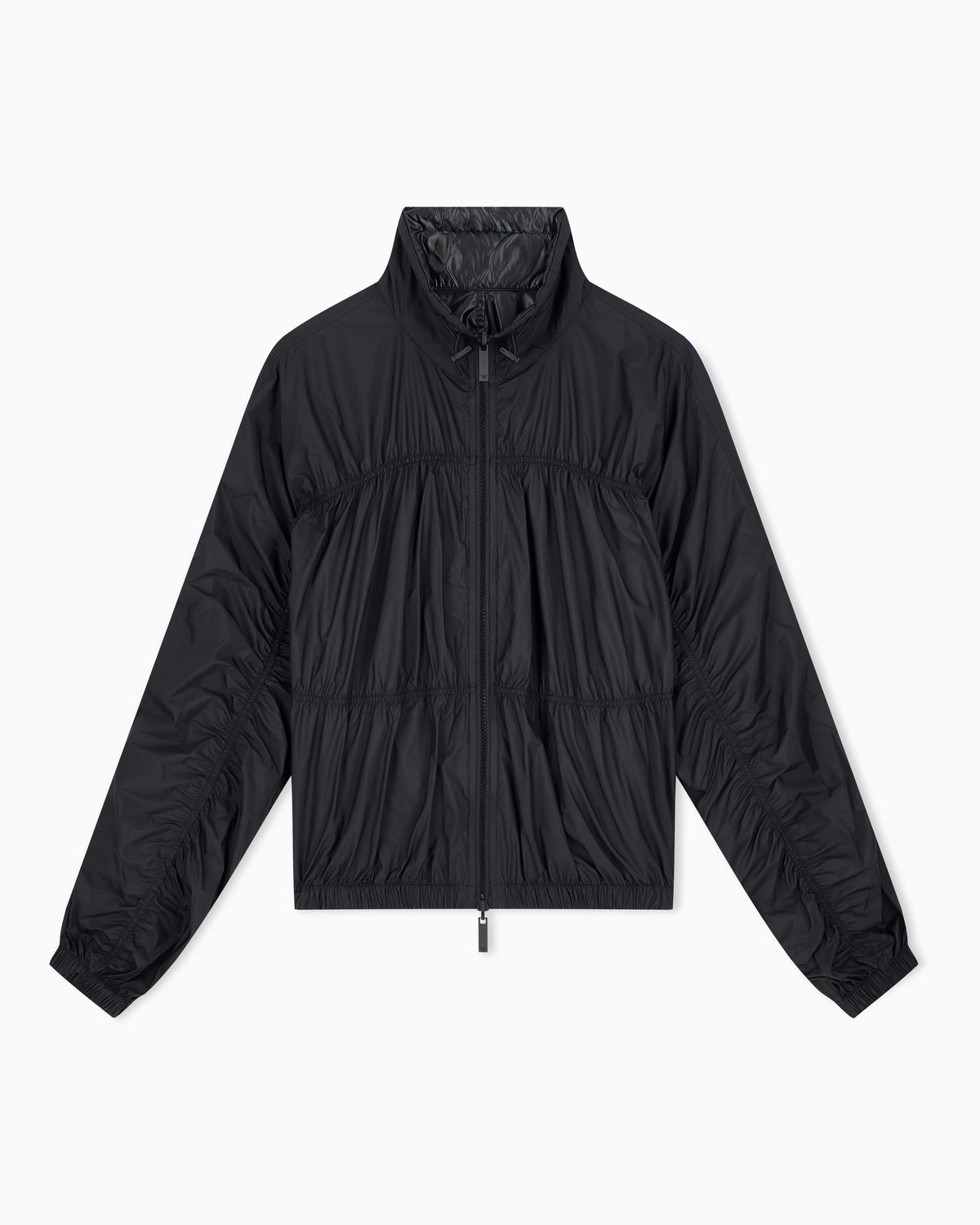 Reversible blouson jacket with matte and shiny finishes