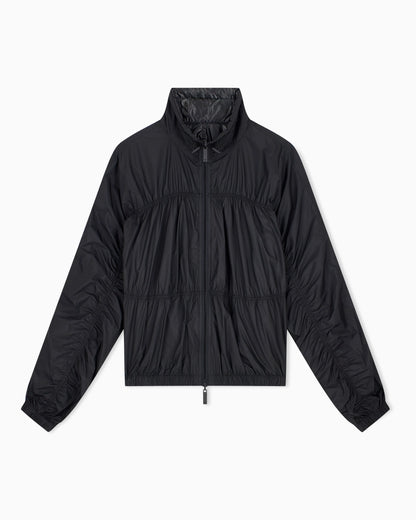Reversible blouson jacket with matte and shiny finishes
