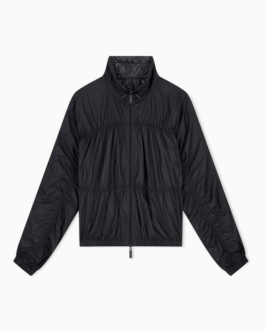 Reversible blouson jacket with matte and shiny finishes