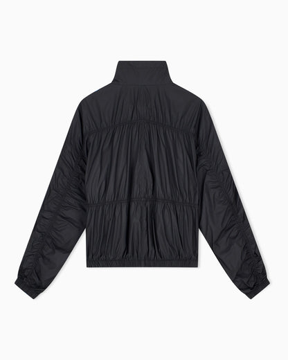 Reversible blouson jacket with matte and shiny finishes