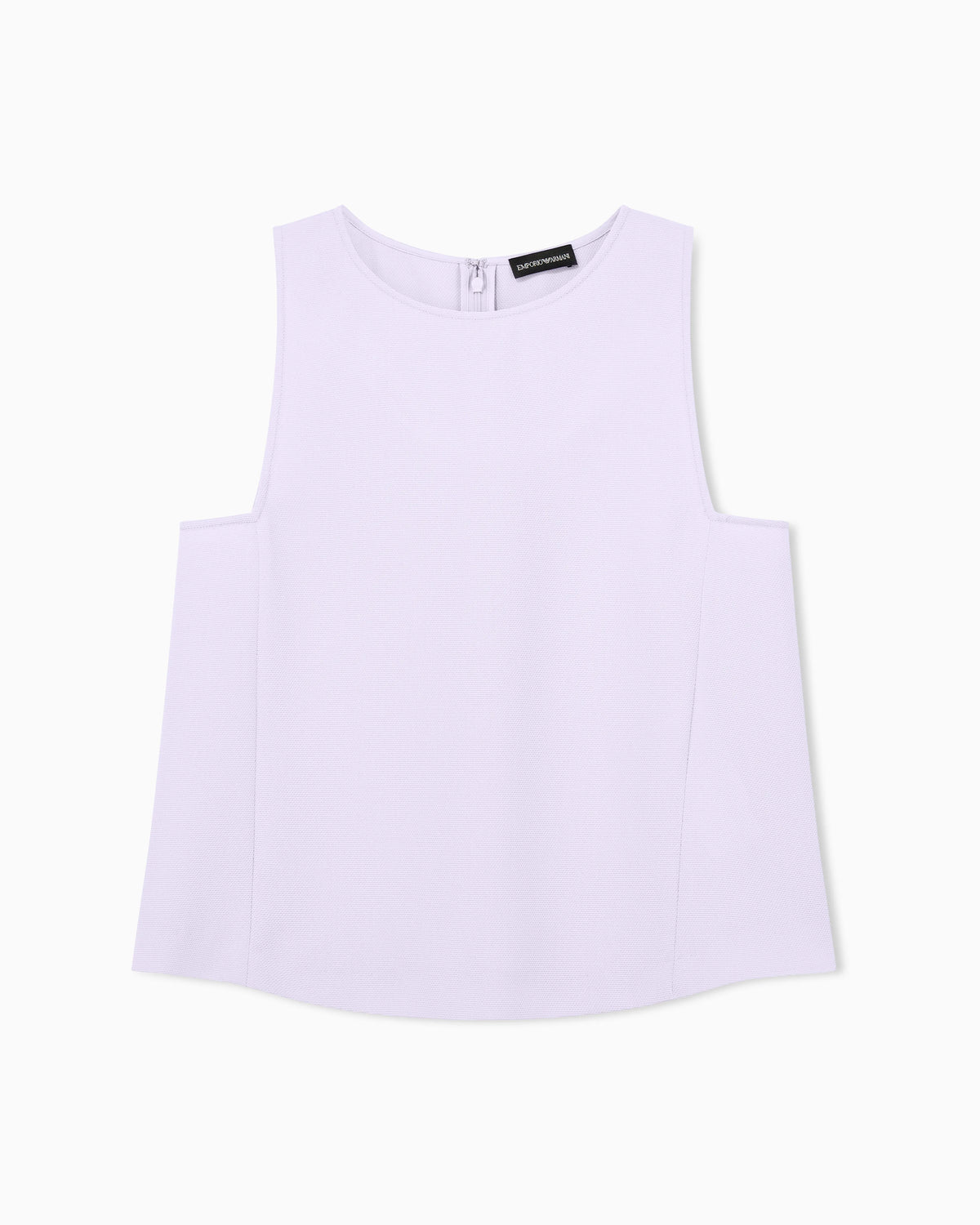 Textured sleeveless top with round neckline and back zip
