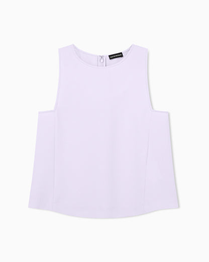 Textured sleeveless top with round neckline and back zip