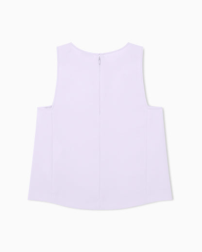 Textured sleeveless top with round neckline and back zip