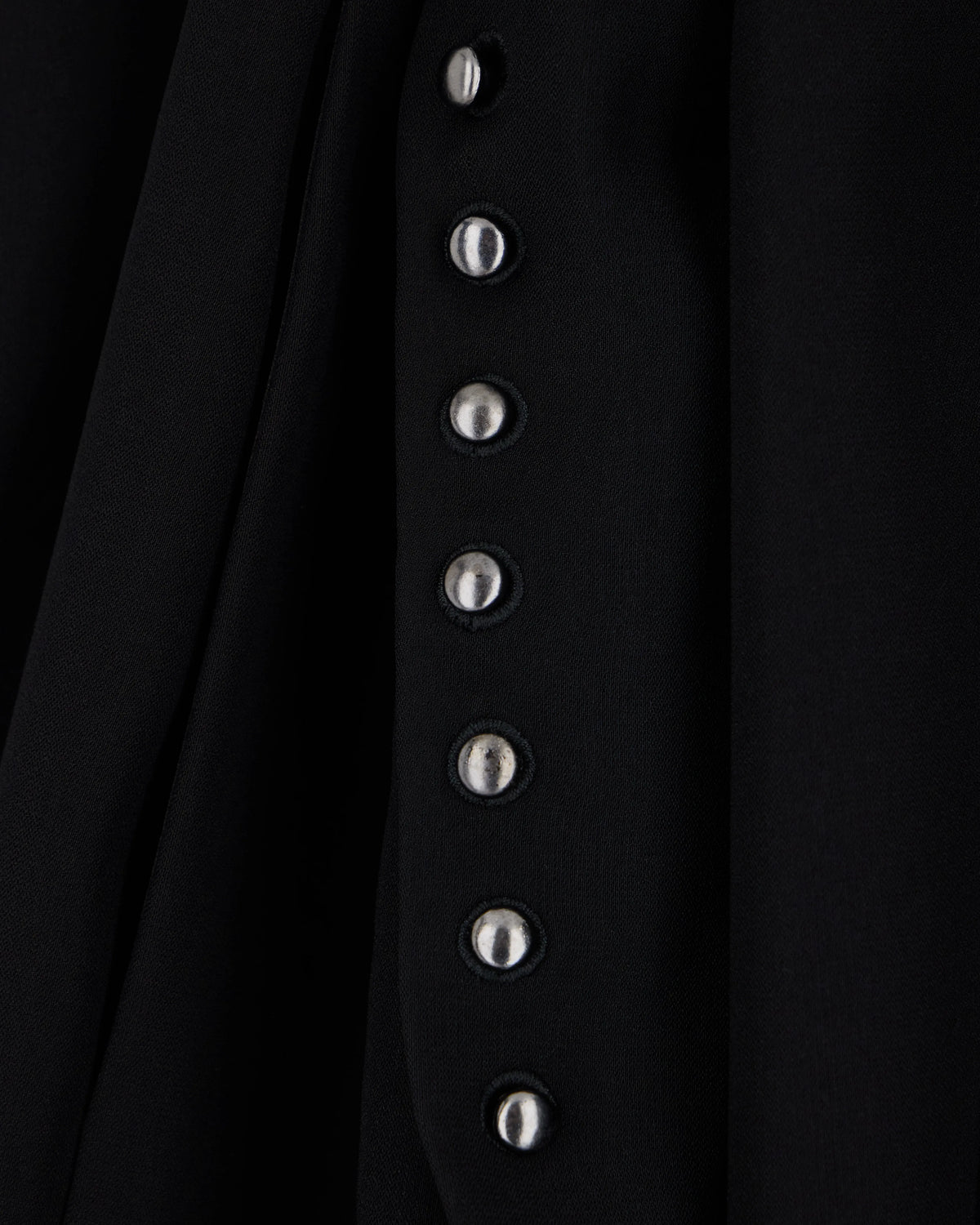 Unlined wrap skirt in techno cady with metallic buttons