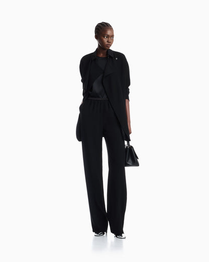 Techno cady wide-leg trousers with an elasticated waistband
