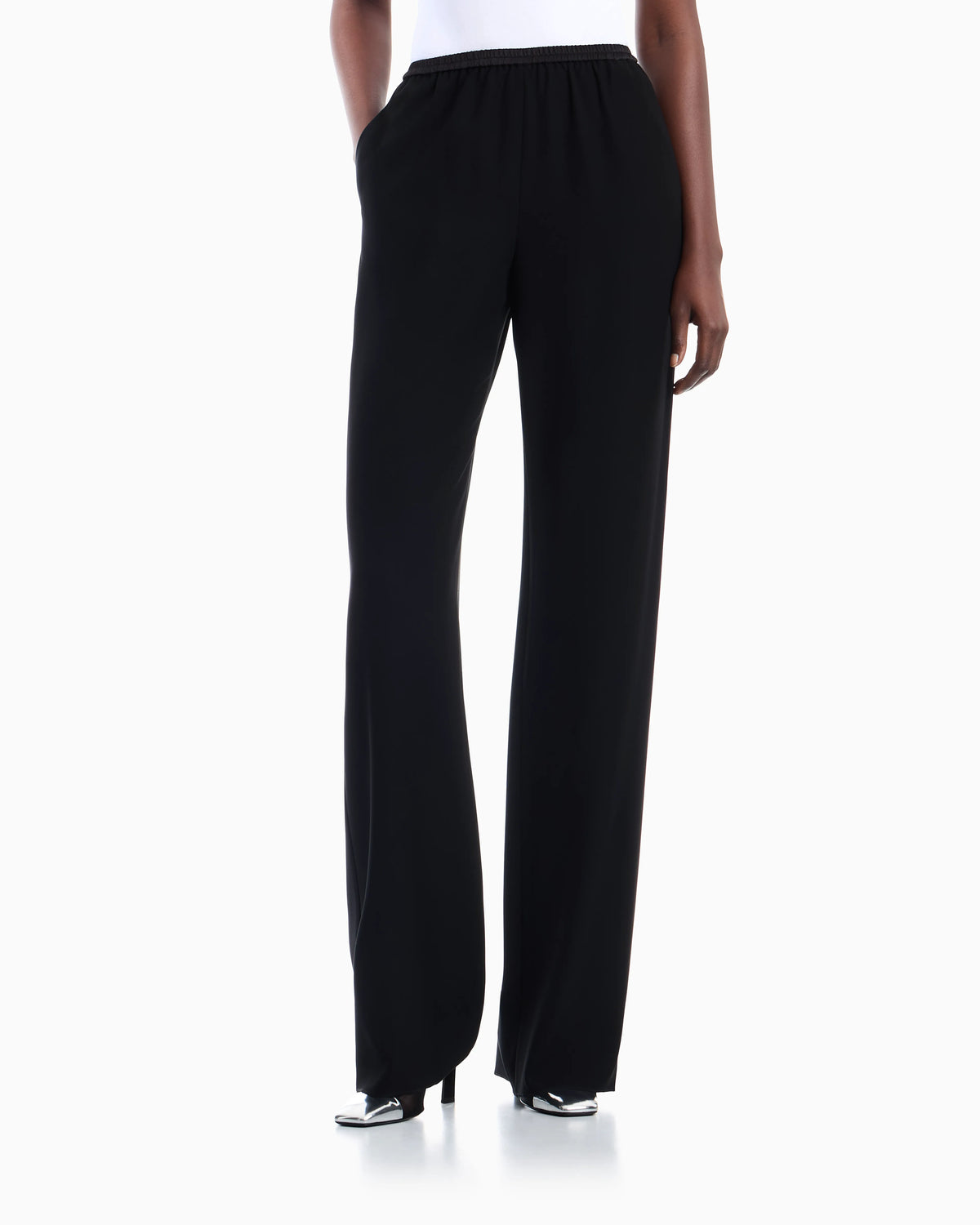 Techno cady wide-leg trousers with an elasticated waistband