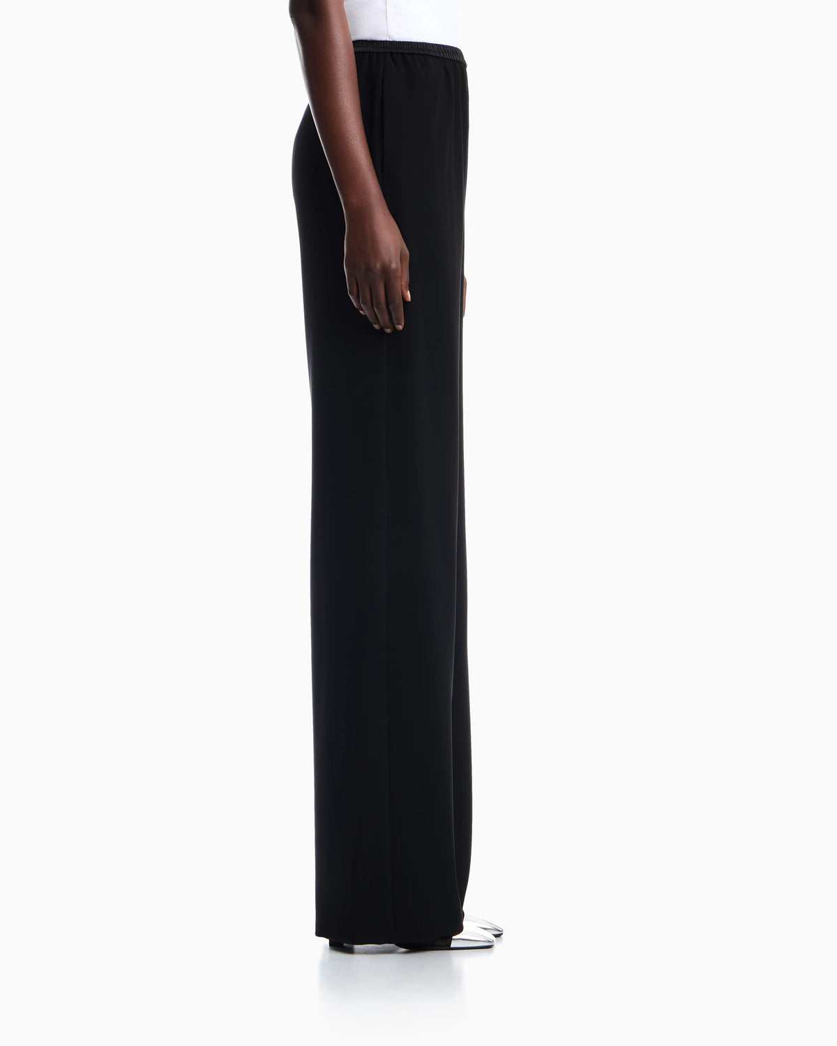 Techno cady wide-leg trousers with an elasticated waistband