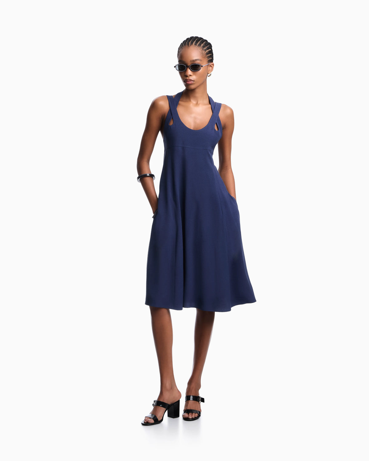 flowing micro leopard spot jacquard dress