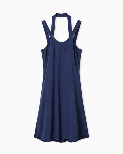 flowing micro leopard spot jacquard dress