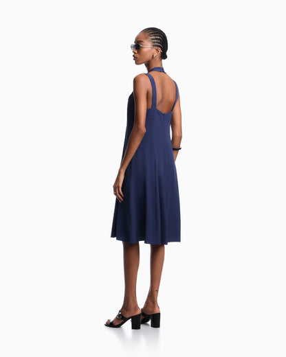 flowing micro leopard spot jacquard dress