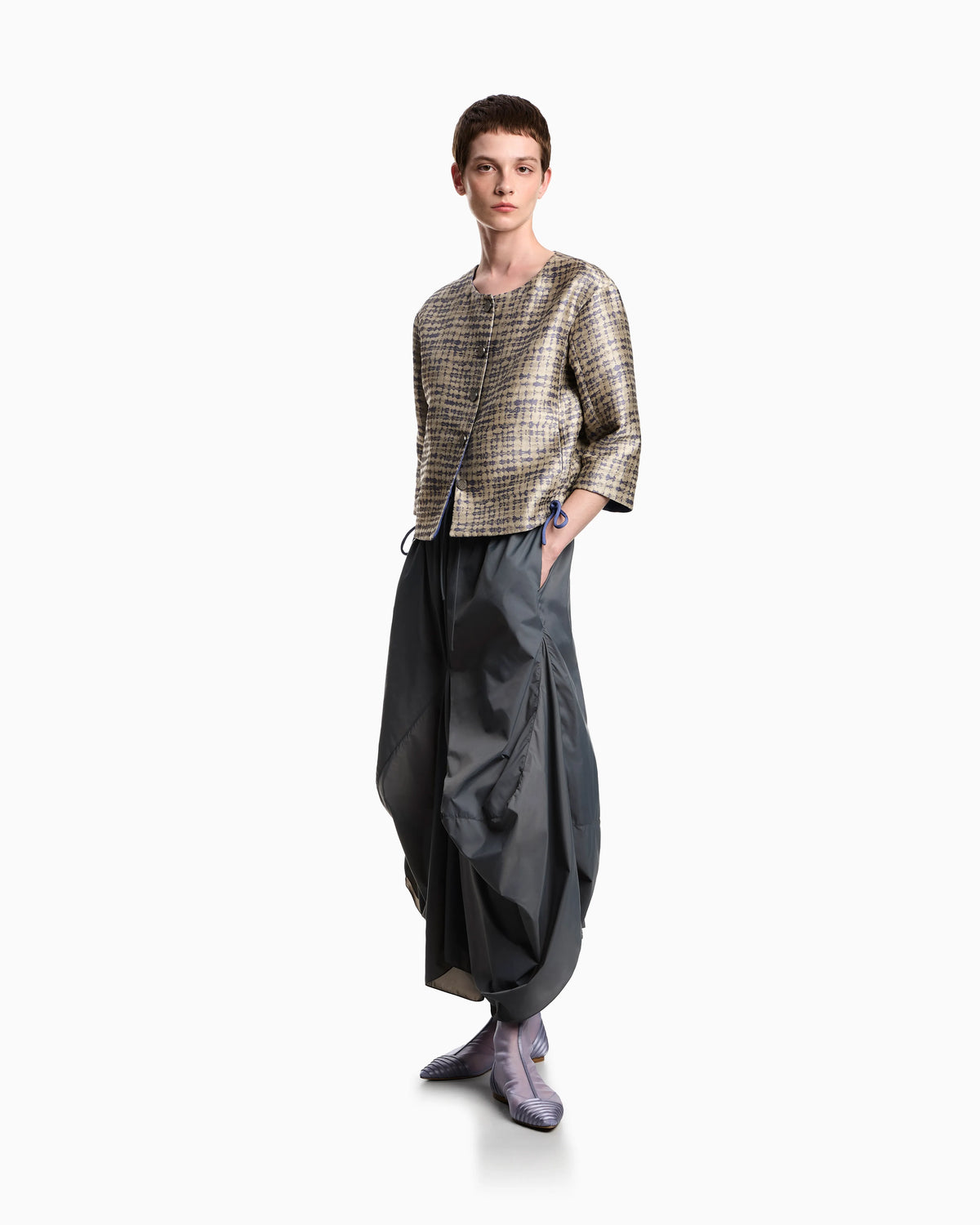 Jacquard jacket with geometric motif