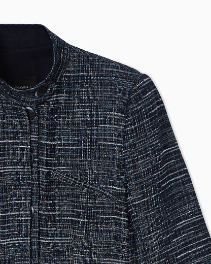 Guru collar jacket in denim-effect tweed