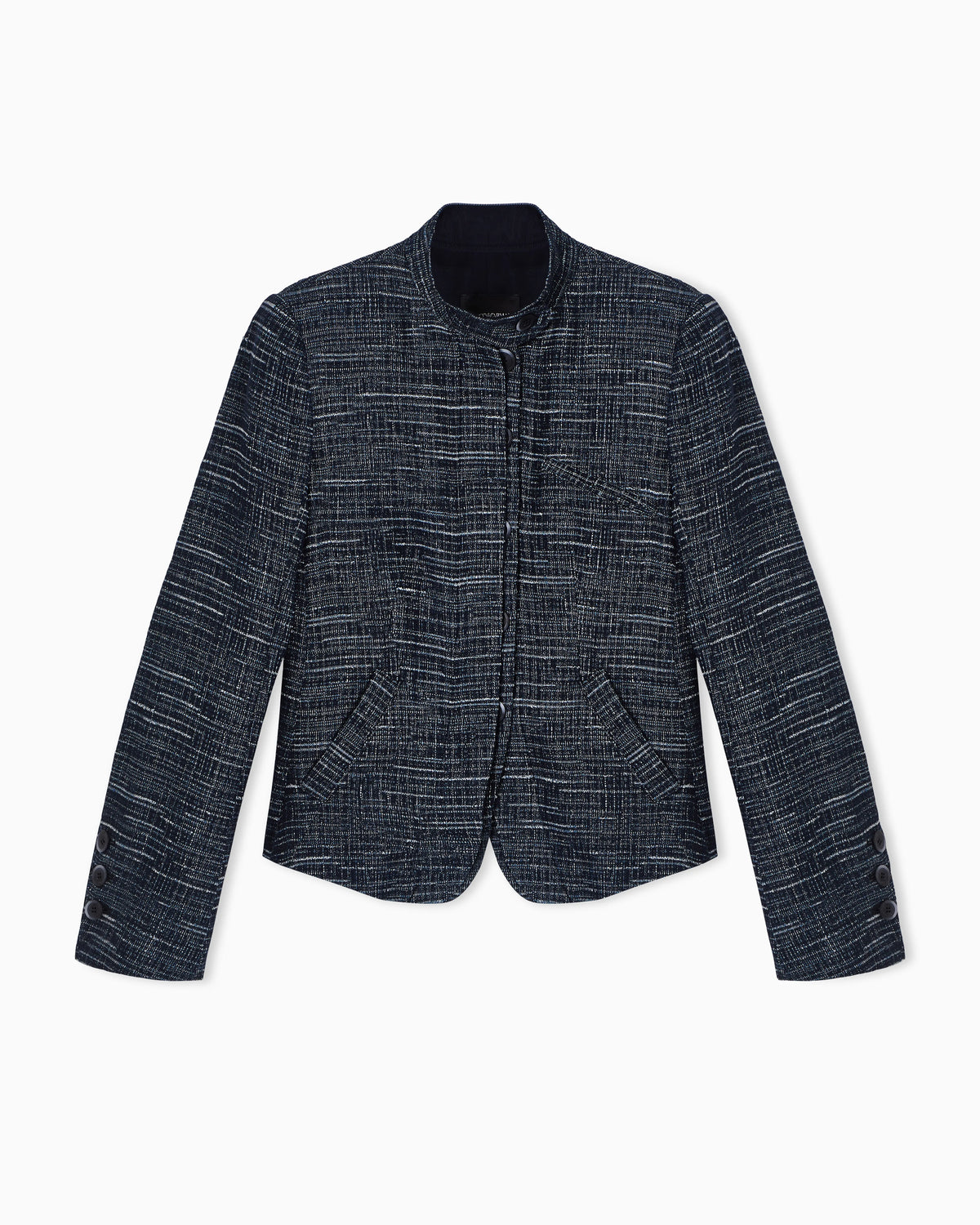 Guru collar jacket in denim-effect tweed