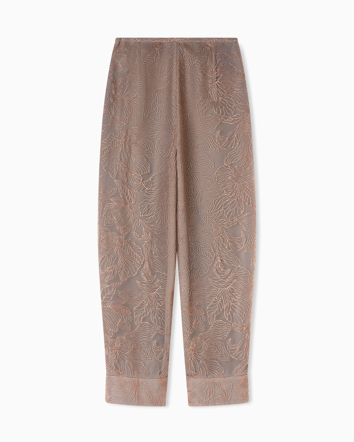 Tulle trousers embroidered with an embossed lurex flowers pattern