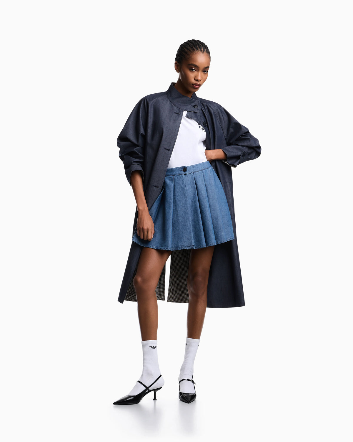 Eagle Club reversible denim trench coat