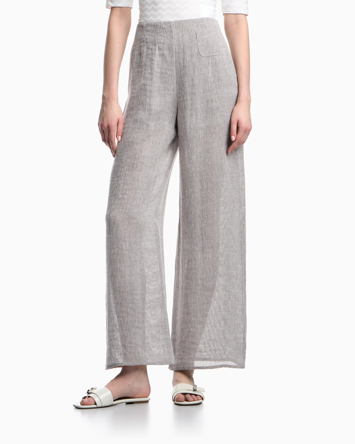 Wide-leg linen gauze trousers