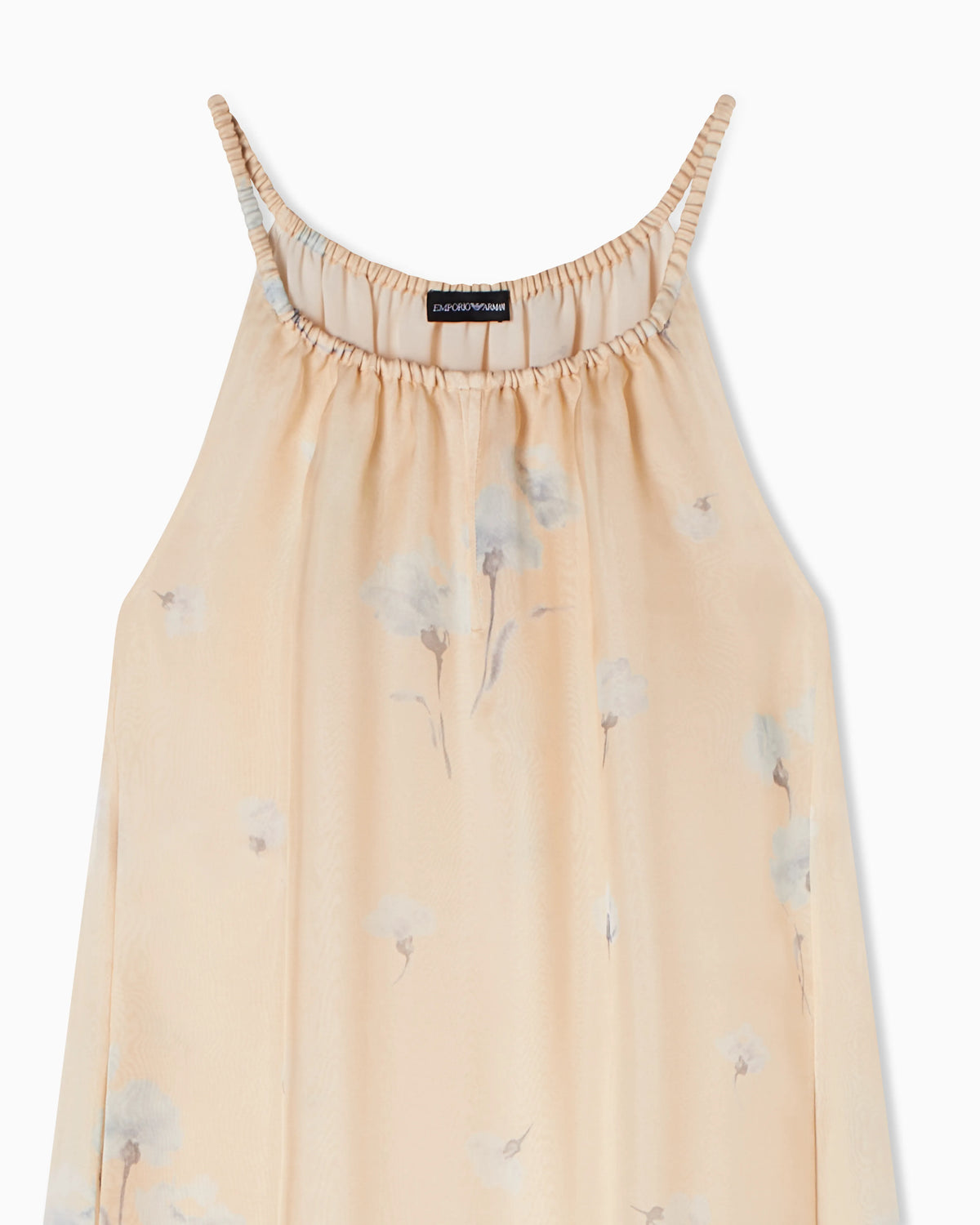 Long dress in silk organza with floral foulard print