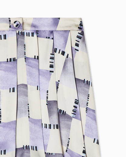 Check print satin culottes