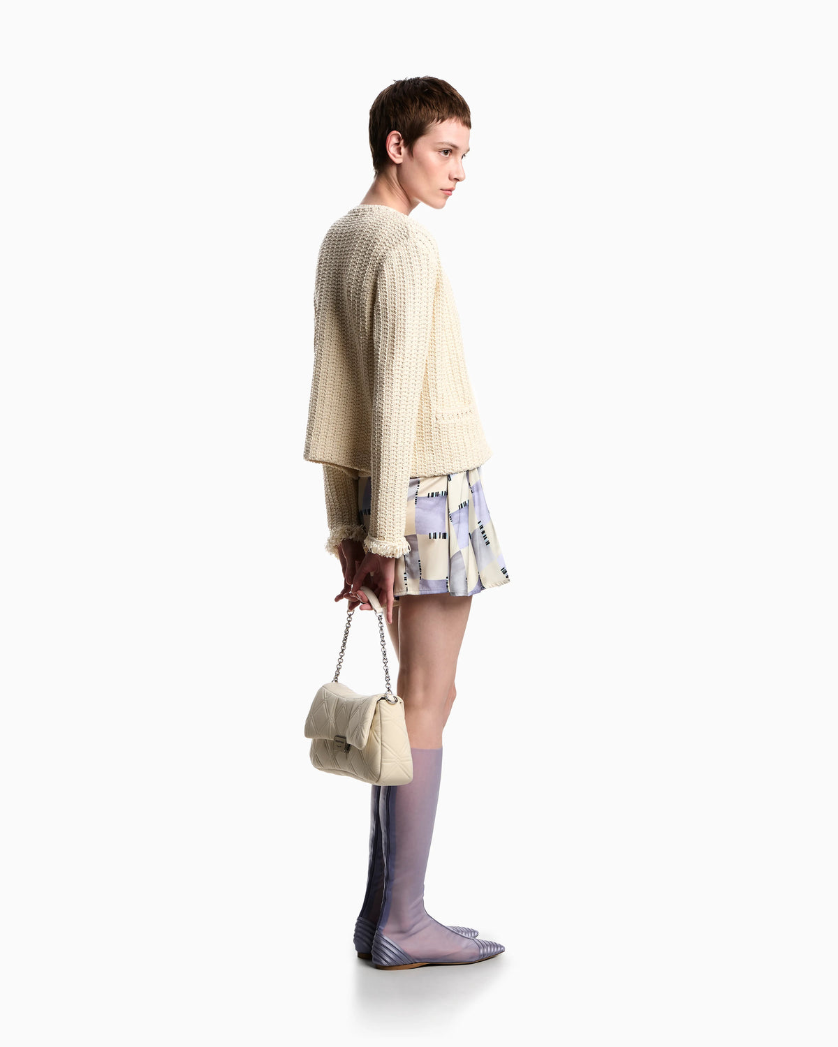 Check print satin culottes
