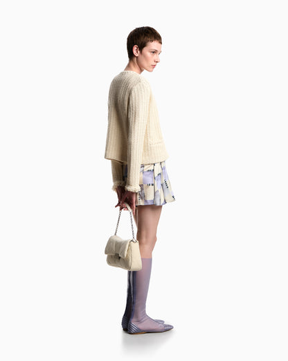 Check print satin culottes