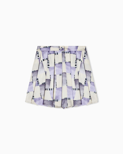 Check print satin culottes
