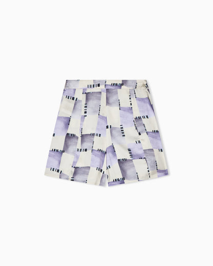 Check print satin culottes