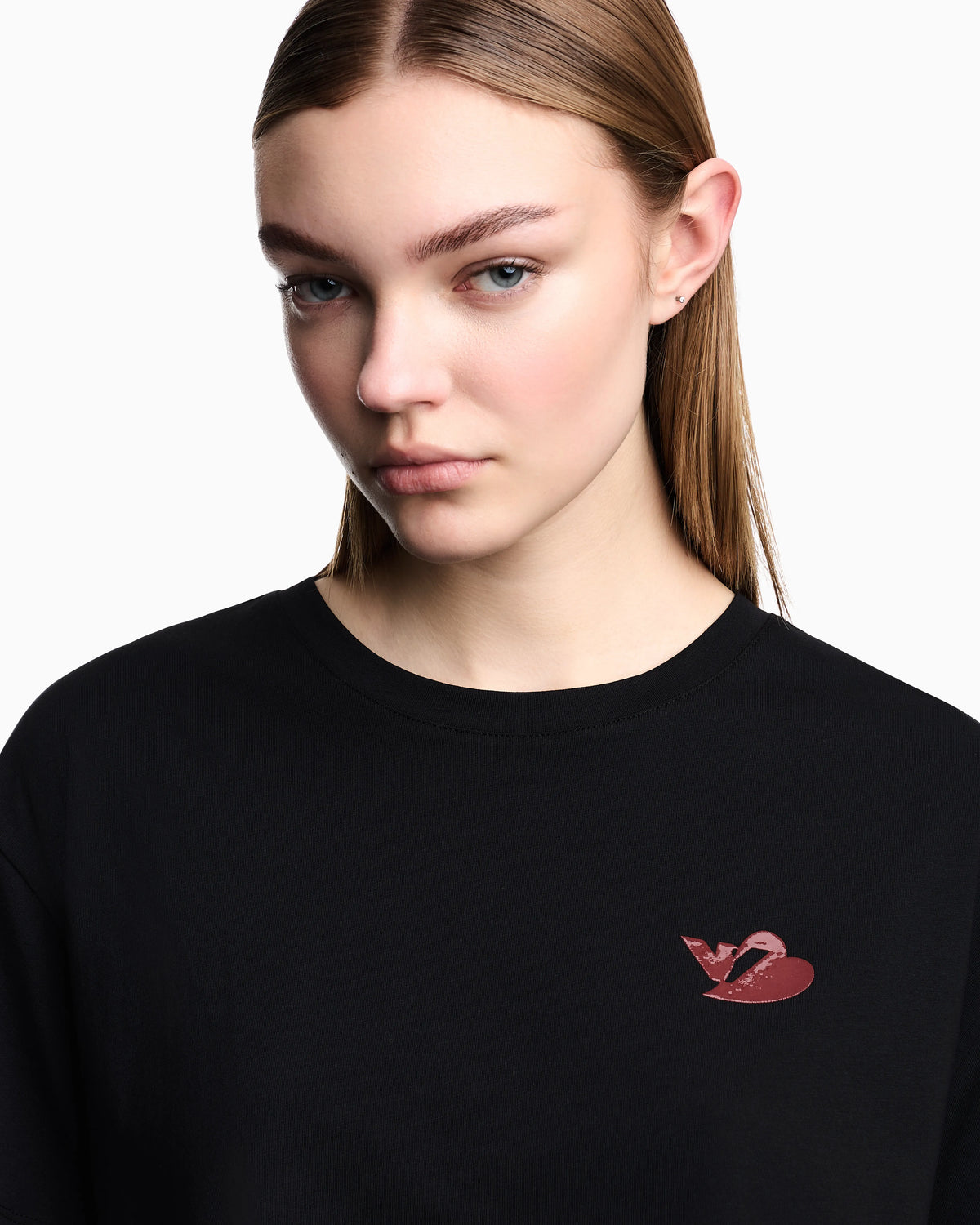 Organic jersey T-shirt with logo stamp